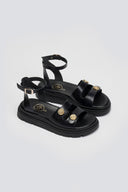 Σανδάλια δερμάτινα flatforms με μπαρέτα Tfp