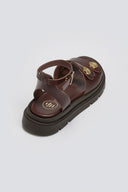 Σανδάλια δερμάτινα flatforms με μπαρέτα Tfp