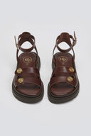 Σανδάλια δερμάτινα flatforms με μπαρέτα Tfp