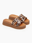 Σανδάλια δερμάτινα flatforms με print TFP