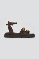 Σανδάλια δερμάτινα flatforms με print Tfp