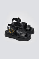 Σανδάλια δερμάτινα flatforms με τοκά TFP