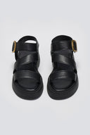 Σανδάλια δερμάτινα flatforms με τοκά TFP