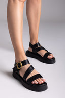 Σανδάλια δερμάτινα flatforms με τοκά TFP