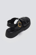 Σανδάλια δερμάτινα flatforms με τοκά TFP