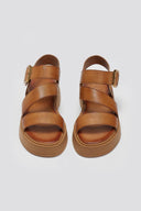 Σανδάλια δερμάτινα flatforms με τοκά TFP