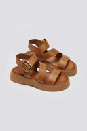 Σανδάλια δερμάτινα flatforms με τοκά TFP