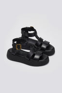 Σανδάλια δερμάτινα flatforms με τοκά TFP