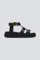 Σανδάλια δερμάτινα flatforms με τοκά TFP
