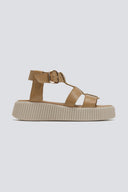 Σανδάλια δερμάτινα flatforms με τοκά TFP