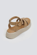 Σανδάλια δερμάτινα flatforms με τοκά TFP