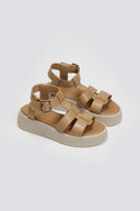 Σανδάλια δερμάτινα flatforms με τοκά TFP