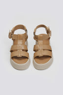 Σανδάλια δερμάτινα flatforms με τοκά TFP