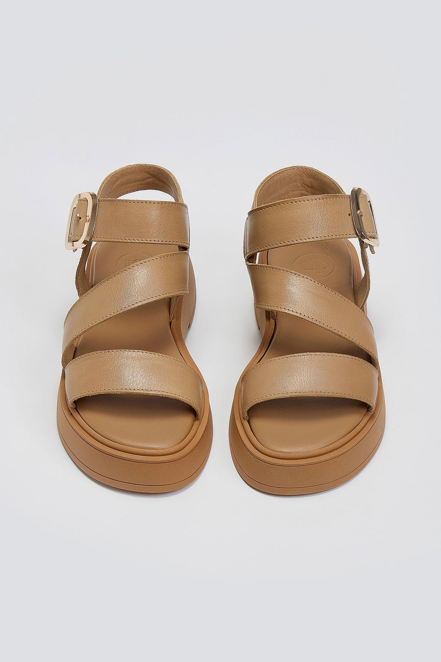 Σανδάλια δερμάτινα flatforms με τοκά TFP
