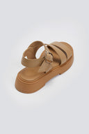 Σανδάλια δερμάτινα flatforms με τοκά TFP