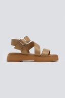 Σανδάλια δερμάτινα flatforms με τοκά TFP