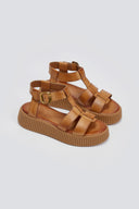 Σανδάλια δερμάτινα flatforms με τοκά TFP