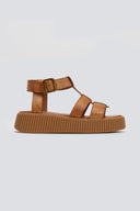 Σανδάλια δερμάτινα flatforms με τοκά TFP
