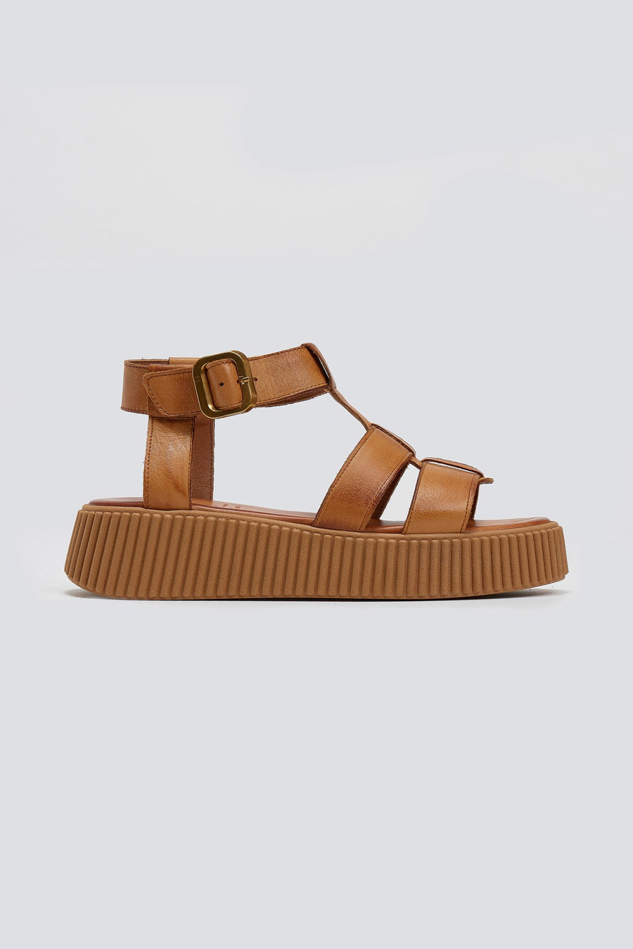 Σανδάλια δερμάτινα flatforms με τοκά TFP