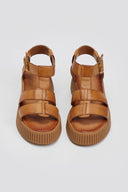 Σανδάλια δερμάτινα flatforms με τοκά TFP