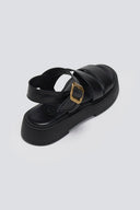 Σανδάλια δερμάτινα flatforms με τοκά TFP - Μαύρο - thefashionproject.gr - TFP