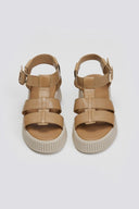 Σανδάλια δερμάτινα flatforms με τοκά TFP - Μπεζ - thefashionproject.gr - TFP