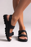 Σανδάλια δερμάτινα flatforms με τοκάδες MILLIE FANTASY SANDALS - Μαύρο - thefashionproject.gr - FANTASY SANDALS - 24075002002