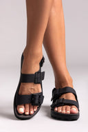 Σανδάλια δερμάτινα flatforms με τοκάδες MILLIE FANTASY SANDALS - Μαύρο - thefashionproject.gr - FANTASY SANDALS - 24075002002