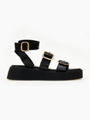 Σανδάλια δερμάτινα flatforms με τοκάδες TFP
