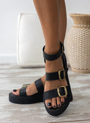 Σανδάλια δερμάτινα flatforms με τοκάδες TFP