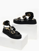 Σανδάλια δερμάτινα flatforms με τοκάδες TFP
