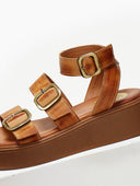 Σανδάλια δερμάτινα flatforms με τοκάδες TFP
