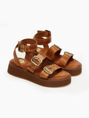 Σανδάλια δερμάτινα flatforms με τοκάδες TFP