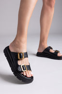 Σανδάλια δερμάτινα flatforms με τοκάδες TFP