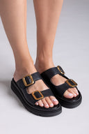 Σανδάλια δερμάτινα flatforms με τοκάδες TFP