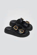 Σανδάλια δερμάτινα flatforms με τοκάδες TFP