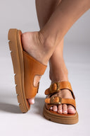 Σανδάλια δερμάτινα flatforms με τοκάδες TFP