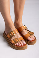 Σανδάλια δερμάτινα flatforms με τοκάδες TFP