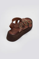 Σανδάλια δερμάτινα flatforms με τοκάδες TFP