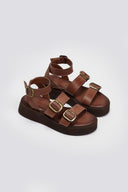 Σανδάλια δερμάτινα flatforms με τοκάδες TFP