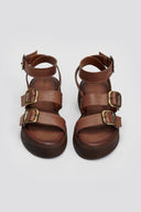 Σανδάλια δερμάτινα flatforms με τοκάδες TFP
