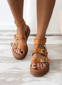 Σανδάλια δερμάτινα flatforms με τοκάδες TFP - Ταμπά - thefashionproject.gr - TFP