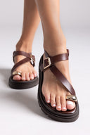 Σανδάλια δερμάτινα flatforms Tfp 