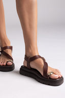 Σανδάλια δερμάτινα flatforms Tfp 