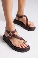Σανδάλια δερμάτινα flatforms Tfp 