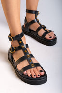 Σανδάλια δερμάτινα gladiator με τρουκς ATENEO - Μαύρο - thefashionproject.gr - ATENEO