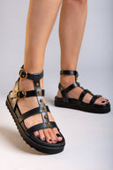 Σανδάλια δερμάτινα gladiator με τρουκς ATENEO - Μαύρο - thefashionproject.gr - ATENEO
