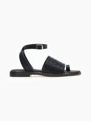 Σανδάλια δερμάτινα κροκό estil - Μαύρο - thefashionproject.gr - Estil