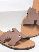 Σανδάλια δερμάτινα με άνοιγμα estil - Πούρο - thefashionproject.gr - Estil