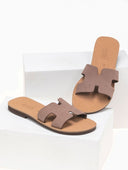 Σανδάλια δερμάτινα με άνοιγμα estil - Πούρο - thefashionproject.gr - Estil